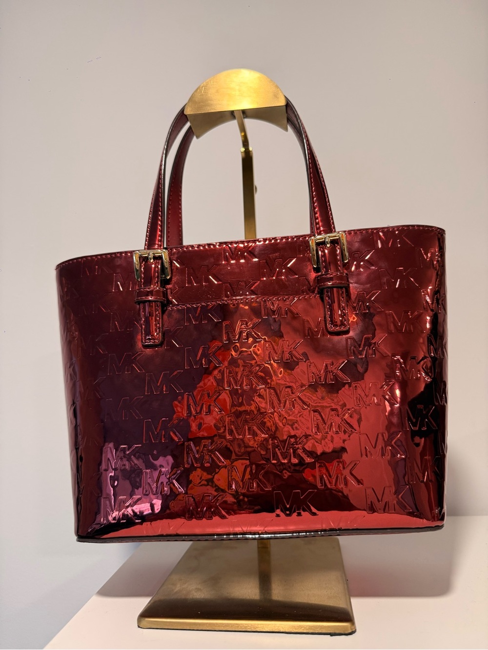 Michael Kors - Jet Set Extra-Small Metallic Logo Debossed Convertible Tote Bag - Picture 4 of 7